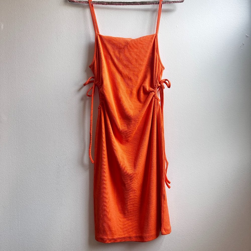ZARA orange stretch ribbed mini dress